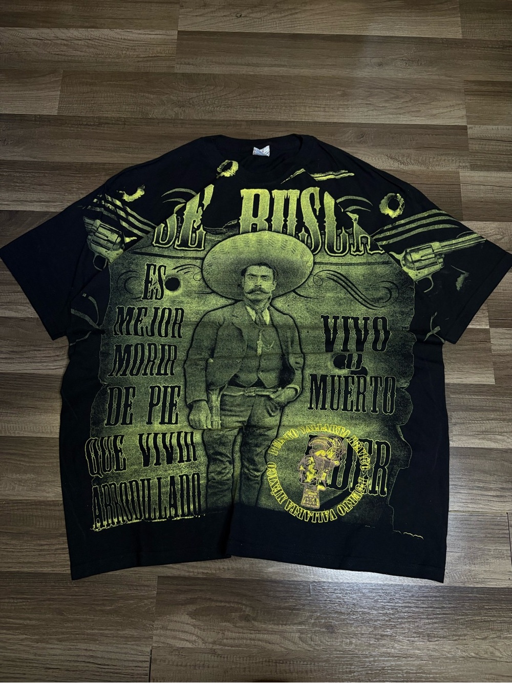 Yazbek Wanted Poster Mexican Graphic Black Yellow Men's XL Jersey T-Shirt